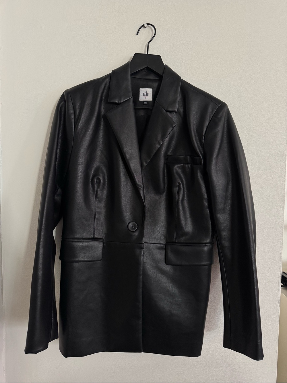 cabi Black Leather-Look Blazer Size Small Like New